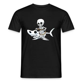 Requin Halloween os squelette cadeau drôle - T-shirt homme - noir - Devant - AI Model Male 178 light (178cm)