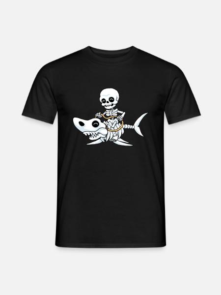 Hai Halloween Skelett Knochen Lustiges Geschenk - Männer T-Shirt - Schwarz