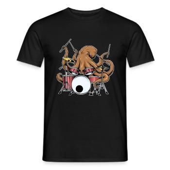 Oktopus Drummer Lustiges Drummer Band Geschenk - Männer T-Shirt - Schwarz - Vorne - AI Model Male 178 light (178cm)