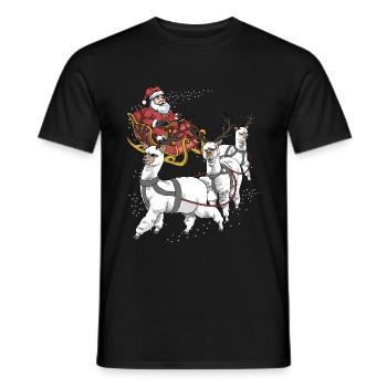 Alpaca Christmas - Men's T-Shirt - black - Front - AI Model Male 178 light (178cm)