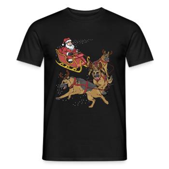 German Shepherd Christmas - Men's T-Shirt - black - Front - AI Model Male 178 light (178cm)