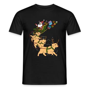 Golden Retriever Christmas - Men's T-Shirt - black - Front - AI Model Male 178 light (178cm)