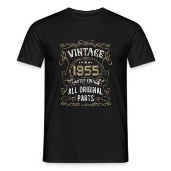Born in 1955 Birthday gift 67 years - Men's T-Shirt - black - Front - AI Model Male 178 light (178cm)