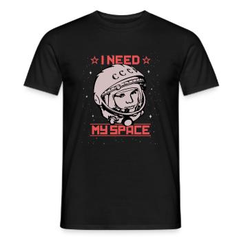 Gagarine - J'ai besoin de mon astronaute cosmonaute de l'espace - T-shirt homme - noir - Devant - AI Model Male 178 light (178cm)