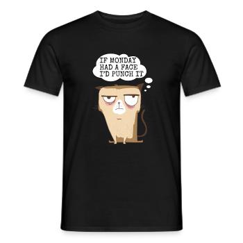 Chat fatigué drôle disant parodie humour sarcasme - T-shirt homme - noir - Devant - AI Model Male 178 light (178cm)