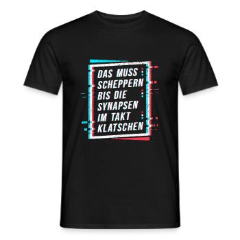 Techno Electro Rave Party Spruch - Männer T-Shirt - Schwarz - Vorne - AI Model Male 178 light (178cm)