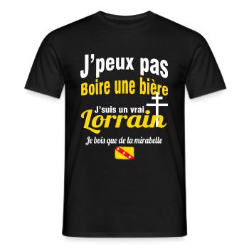 J'suis un vrai lorrain, je bois de la mirabelle - T-shirt homme - noir - Devant - AI Model Male 178 light (178cm)