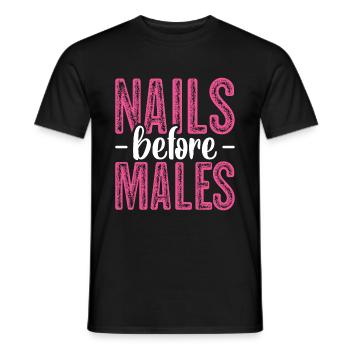 Nail artist nails manicure nales before males - Men's T-Shirt - black - Front - AI Model Male 178 light (178cm)