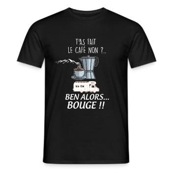 Motorhome making coffee - Men's T-Shirt - black - Front - AI Model Male 178 light (178cm)