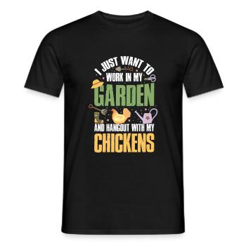 Garden and chickens gardener gift - Men's T-Shirt - black - Front - AI Model Male 178 light (178cm)