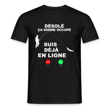 humour peche ligne - T-shirt homme - noir - Devant - AI Model Male 178 light (178cm)