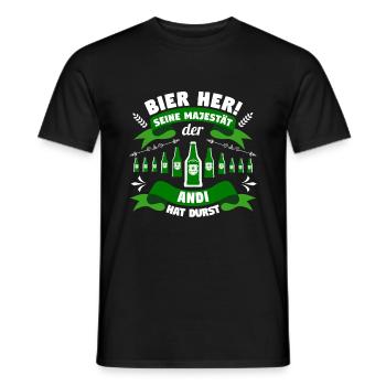 Andi - Bier her! Majestät Andi hat Durst! - Männer T-Shirt - Schwarz - Vorne - AI Model Male 178 light (178cm)