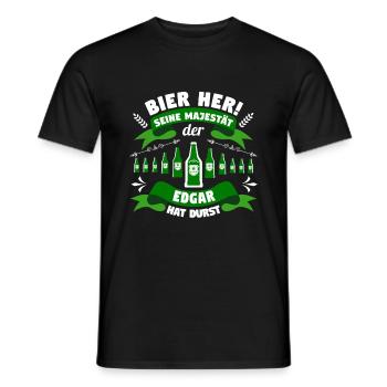 Edgar - Bier her! Majestät Edgar hat Durst! - Männer T-Shirt - Schwarz - Vorne - AI Model Male 178 light (178cm)