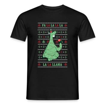 Llama Hässlicher Weihnachtspulli Geschenk - Männer T-Shirt - Schwarz - Vorne - AI Model Male 178 light (178cm)