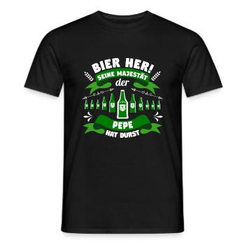 Pepe - Bier her! Majestät Pepe hast Durst! - Männer T-Shirt - Schwarz - Vorne - AI Model Male 178 light (178cm)