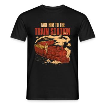 Take Him To The Train Station Zug Geschenk - Männer T-Shirt - Schwarz - Vorne - AI Model Male 178 light (178cm)
