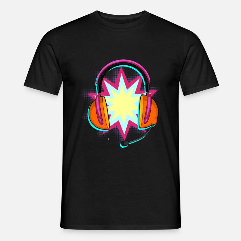 Kopfhörer Pop Art - Männer T-Shirt - Schwarz
