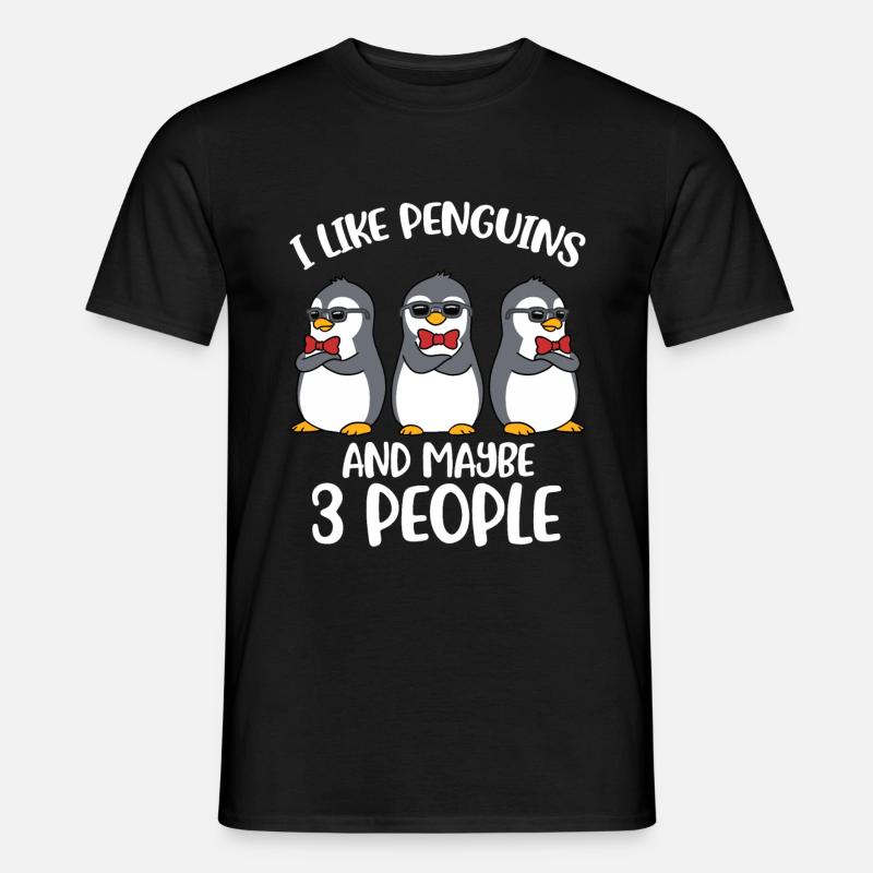 I Like Penguins Pinguin Geschenk - Männer T-Shirt - Schwarz