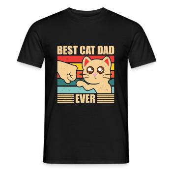 Meilleur cadeau de fête des pères papa chat jamais chat Vintage - T-shirt homme - noir - Devant - AI Model Male 178 light (178cm)