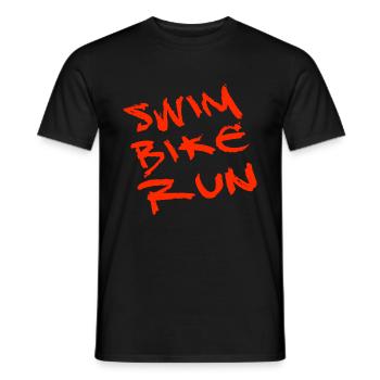 Triathlon: Swim Bike Run - T-shirt homme - noir - Devant - AI Model Male 178 light (178cm)