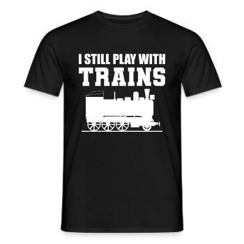 I Still Play With Trains Ingenieur - Männer T-Shirt - Schwarz - Vorne - AI Model Male 178 light (178cm)