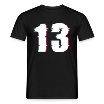 13 Thirteen Thirteen Number Effect Distorted Number - Men's T-Shirt - black - Front - AI Model Male 178 light (178cm)