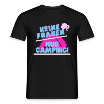 Keine Frauen - nur Camping! - Männer T-Shirt - Schwarz - Vorne - AI Model Male 178 light (178cm)