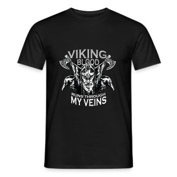 Viking Vikings blood raven crow ax - Men's T-Shirt - black - Front - AI Model Male 178 light (178cm)