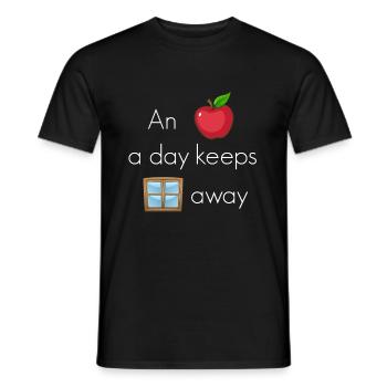 At Apple a day keeps windows away operating system - Men's T-Shirt - black - Front - AI Model Male 178 light (178cm)