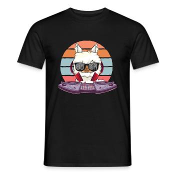 Alpaga rétro lama dj 90 s alpaga - T-shirt homme - noir - Devant - AI Model Male 178 light (178cm)