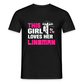 This girl loves her Lineman electrician industry - Men's T-Shirt - black - Front - AI Model Male 178 light (178cm)