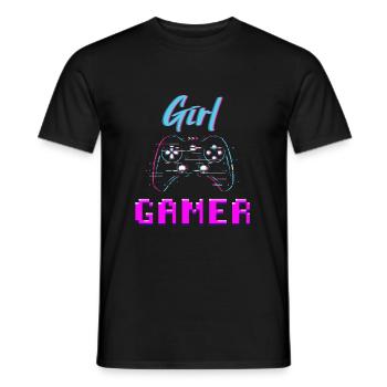 Fille gamer - T-shirt homme - noir - Devant - AI Model Male 178 light (178cm)