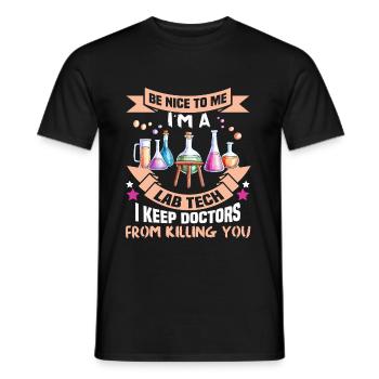 Soyez gentil avec moi, je suis un technicien de laboratoire, je garde les médecins de k - T-shirt homme - noir - Devant - AI Model Male 178 light (178cm)