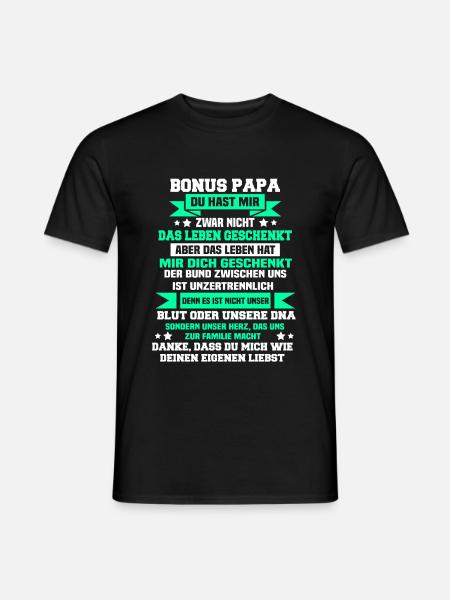 Bonus Papa Stiefpapa Stiefsohn - Männer T-Shirt - Schwarz