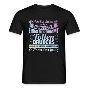Ich bin stolze Schwester eines verdammt tollen Bru - Männer T-Shirt - Schwarz - Vorne - AI Model Male 178 light (178cm)