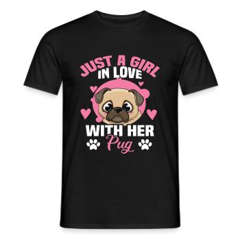Just a girl in love with her pug pug dog - Men's T-Shirt - black - Front - AI Model Male 178 light (178cm)