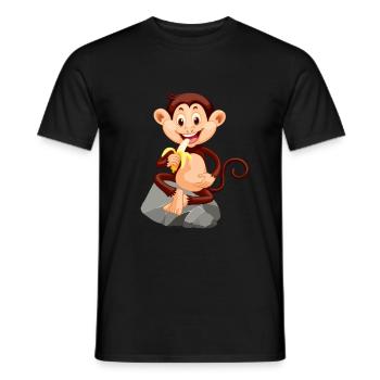 Affe mit Banane süßes Äffchen - Männer T-Shirt - Schwarz - Vorne - AI Model Male 178 light (178cm)