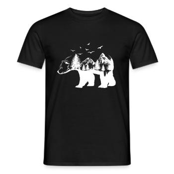 Bear wilderness mountains and wildlife - Men's T-Shirt - black - Front - AI Model Male 178 light (178cm)
