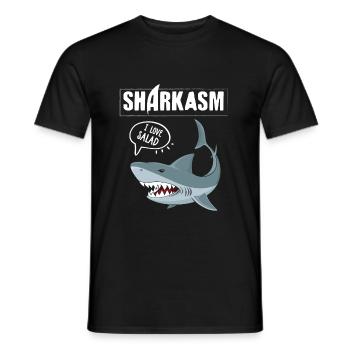 Sharkasm funny sarcasm and shark vegetarian - Men's T-Shirt - black - Front - AI Model Male 178 light (178cm)
