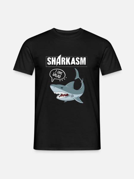 Sharkasm lustiges Sarkasmus und Hai Vegetarier - Männer T-Shirt - Schwarz