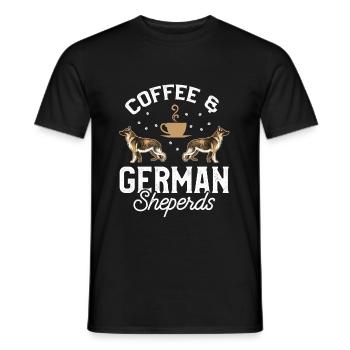 Coffee and german sheperds Coffee and German - Men's T-Shirt - black - Front - AI Model Male 178 light (178cm)
