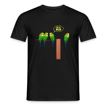 He has wifi budgie - Men's T-Shirt - black - Front - AI Model Male 178 light (178cm)