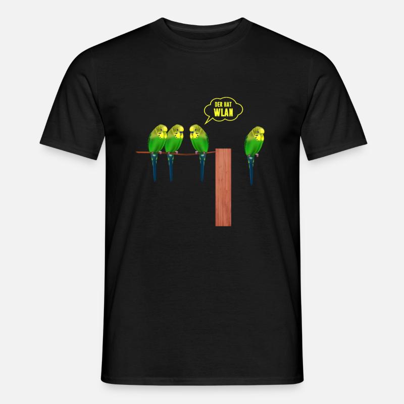 Der hat Wlan Wellensittich - Männer T-Shirt - Schwarz