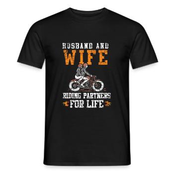 Wife and husband riding partner for life - Men's T-Shirt - black - Front - AI Model Male 178 light (178cm)