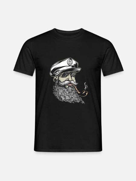Seemann mit Pfeife - Männer T-Shirt - Schwarz