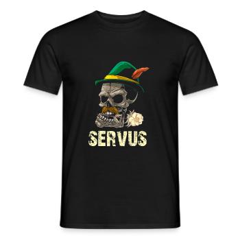 Servus Totenkopf und Edelweiß - Männer T-Shirt - Schwarz - Vorne - AI Model Male 178 light (178cm)