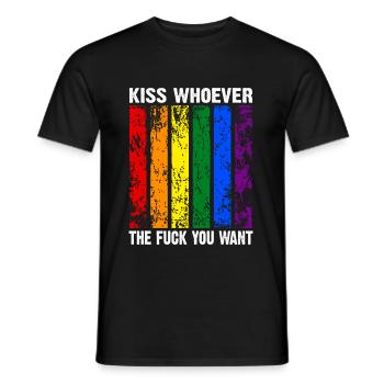 kiss whoever the fuck you want LGBTQIA+ Regenbogen - Männer T-Shirt - Schwarz - Vorne - AI Model Male 178 light (178cm)