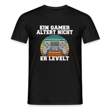 A gamer does not age, he levels - Men's T-Shirt - black - Front - AI Model Male 178 light (178cm)