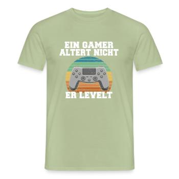 A gamer does not age, he levels - Men's T-Shirt - sage - Front - AI Model Male 178 light (178cm)