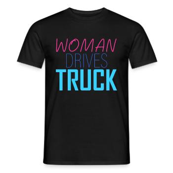 Woman drives truck - Men's T-Shirt - black - Front - AI Model Male 178 light (178cm)